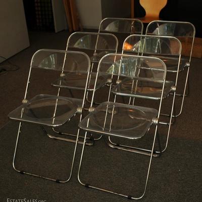 6 Giancarlo Piretti PostModern Plia Lucite Folding Chairs