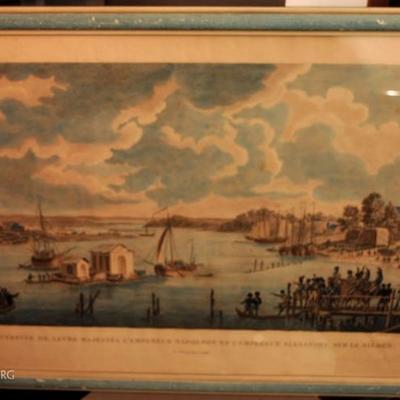 1807 HAND COLORED ENGRAVING NAPOLEON MTG. EMPEROR ALEXANDRIA