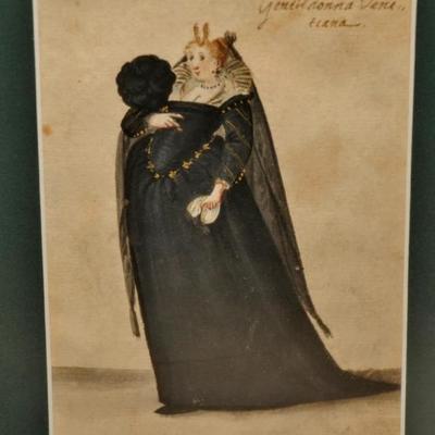 VERY IMPORTANT ITALIAN RENAISSANCE COSTUME DESIGNS: GENTLEWOMAN OF NAPLES ~ BOLOGNA ~ VENICE & PADUA 