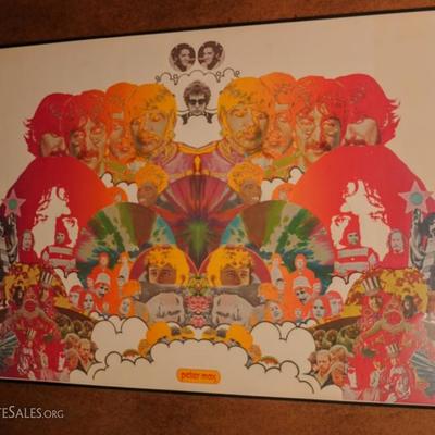 PETER MAX Audio DNA.24 x 36 inches POSTER 1967 In both color and form, Max rendered an explosive collage composed of images of the...