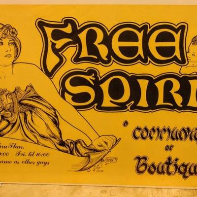 LANSING'S HIPPY STORE ON WASHINGTON AVE ~ FREE SPIRIT 
EARLY DENNIS PRESTON POSTER ~ ORIGINAL LANSING SHOP FOR CULTURAL ARTIFACTS