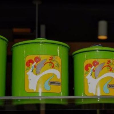 RARE PETER MAX 4 Pc CANISTER SET