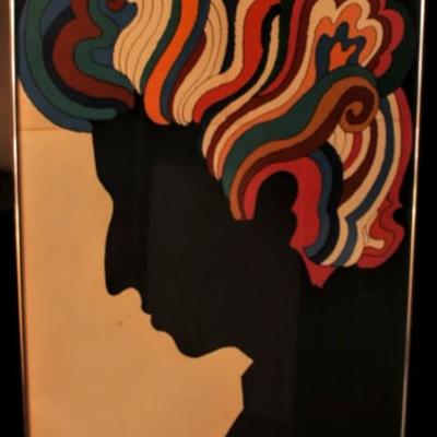 MILTON GLASER DYLAN POSTER WITH ORIGINAL DYLAN GREATEST HITS LP