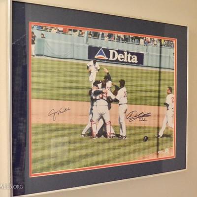 Photograph signed by Jason Varitek and Derek Lowe