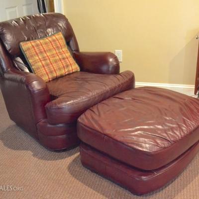 Leather chair and ottoman