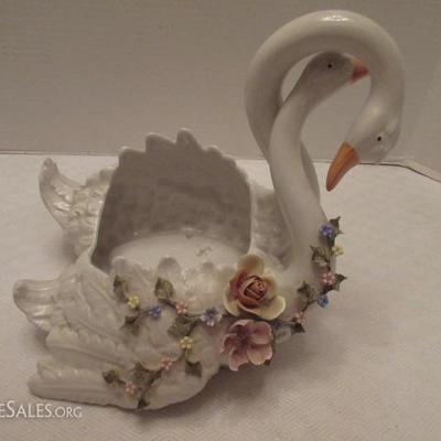 Italian ceramic swans