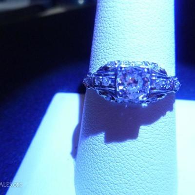 Antique platinum diamond engagement ring.  Gorgeous!