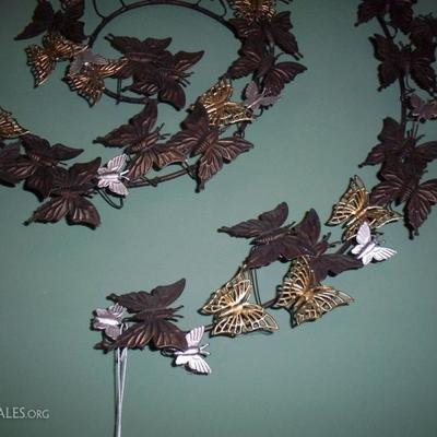 Close up of Metal Wall Art - Butterflies