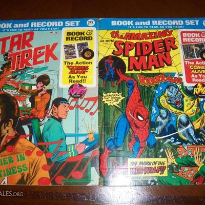 Vintage Star Trek Book and Record , Vintage The Amazing Spider-man Book and record