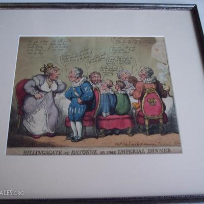 1808 R. ACHERMAN -LONDON HAND COLORED ENGRAVING TITLED BILLINGSGATE AT BAYONNE OR THE THE IMPERIAL DINNER. -- VERY SIGNED COLORS15.5 X 17...