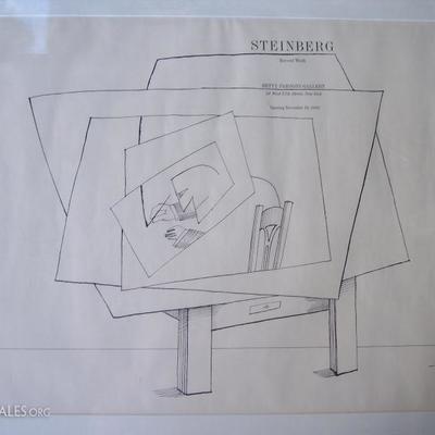 SAUL STEINBEG - RECENT WORK - POSTER -HOSTED BY THE BETTY PARSON'S GALLERY NYNOV. 29, 1966 OPENING - SIGNED STEINBEG, 1966 WITH BLIND...