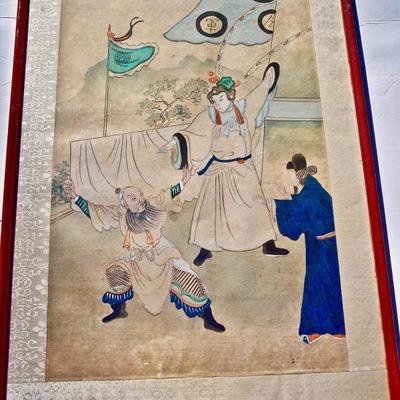 FINE QUALITY 19TH CENTURY CHINESE PAINTING OF DANCERS ON HAND MADE PAPER19.5 X 13.5
