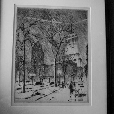 VINTAGE JAMES SWANN ETCHING AND DRYPOINT SIGNED IN THE PLATE 15 X 12 OVERALL; 10 X 7.5 SHEET SIZE