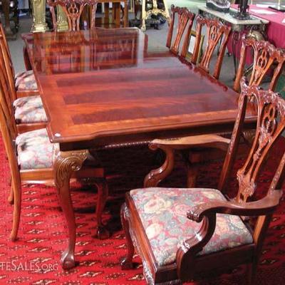 Mahogany Dining Table with Eight Chairs