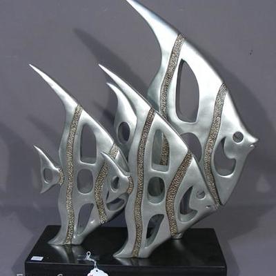 Angel Fish Sculpture with Marble Base