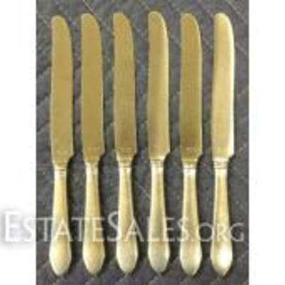 STERLING HANDLE, STAINLESS BLADE BUTTER KNIVES, 350 gr. T.W.