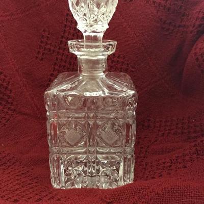 Cut Crystal Square Decanter (9 1/2”h including stopper)  60.—