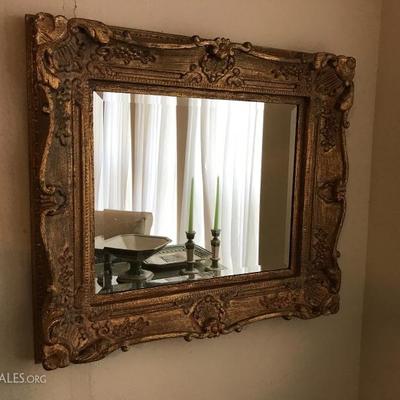 Ornate Gilt Beveled Mirror (34â€ x 28â€ overall) 
225.â€”
