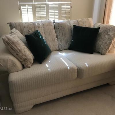 Two Cushion Love Seat with Coordinating Pillows (64â€)  285.â€”