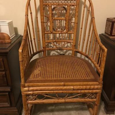 Thomasville Victorian Style Chinoiserie High Back Bamboo Arm Chair  225.â€”