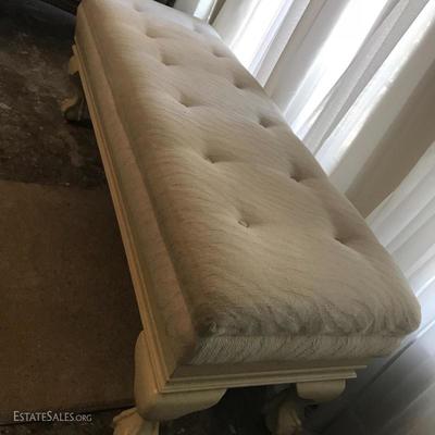 Cream Upholstered and Tufted Bench with Queen Anne Legs (52â€ x 18â€)  195.â€”