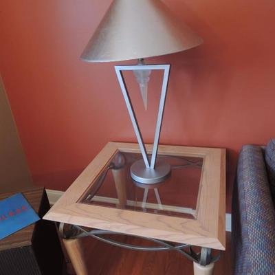 Pair of side tables with wrought iron detail