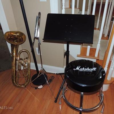 Music stands and stool