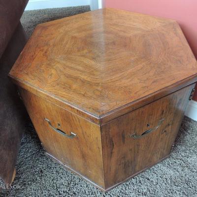 mid-century Drexel Heritage side table with brass hardware