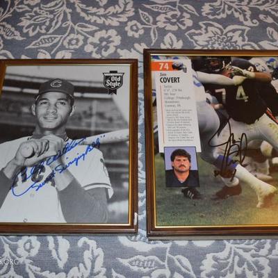 autographed chicago bears and chicago cubs framed picture 