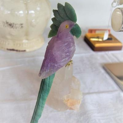 Hand carved Quartz Parrot 