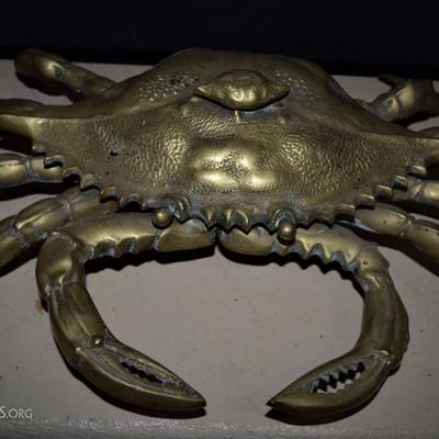 Vintage LARGE Brass Crab; Top of 