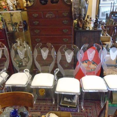 6 LUCITE CHAIRS WITH MATCHING TABLE - AMAZING!!!!
