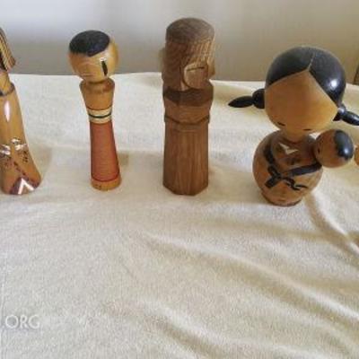 HPT014 Vintage Japanese Wood Kokeshi Dolls & More
