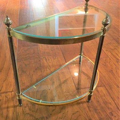 BRASS & GLASS DEMILUNE TABLE 