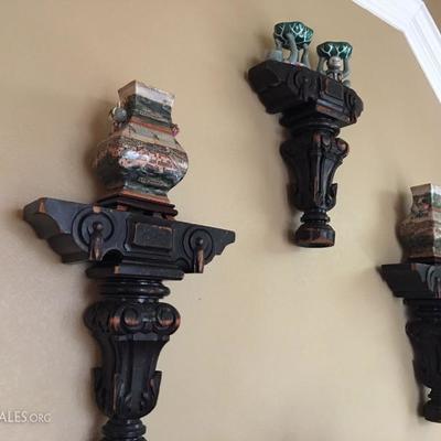 DR- 3-ANTIQUE GRAND PIANO LEGS, REPURPOSED AS WALL SCONCES