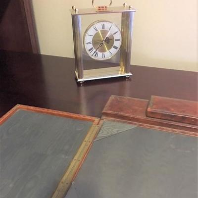 TABLETOP CLOCK                                                               SHOWING DESK PROTECTOR OPENED