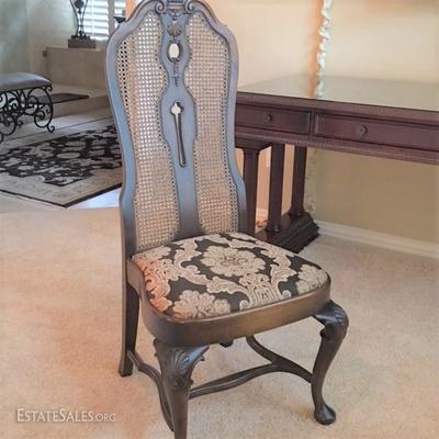 WOOD FRAME SIDE CHAIR W/CANE INSETS