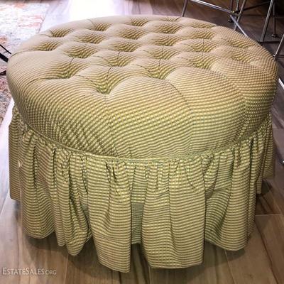 ETHAN ALLEN COLETTE TUFTED PLEATED OTTOMAN.
