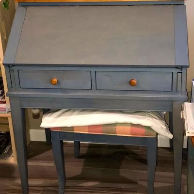 ETHAN ALLEN Country Colors blue denim secretary desk.

