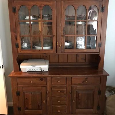 Ethan Allen Pine China Hutch Chest

