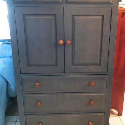 ETHAN ALLEN Country Colors blue denim chest cabinet.
