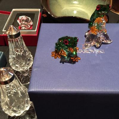Swarovski Crystal Frogs, Waterford Salt and Peppers