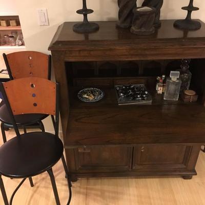 Drop Front Bar Cabinet with Copper Front 