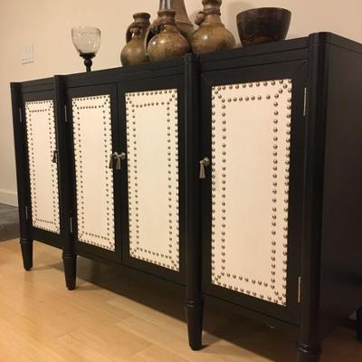 Leather Front Sideboard with Nailhead Detail