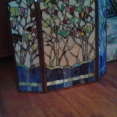 beautiful stained glass fireplace screen