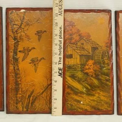 Lot of 4 - Old wooden pictures - see photos