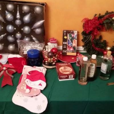 Box lot of Christmas items, everything on the table see pictures
