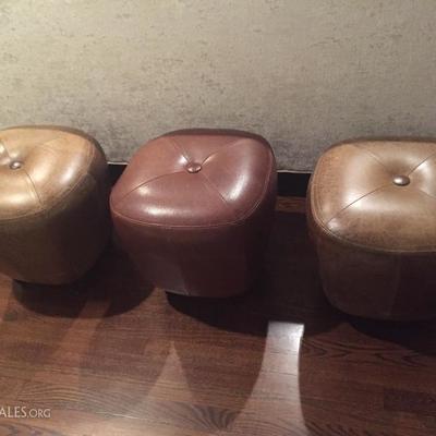 Leather ottomans/stools