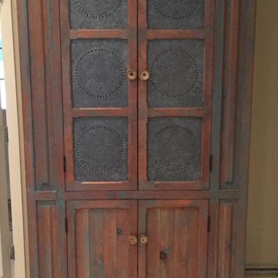 Wooden Armoire with Tin inset door panels