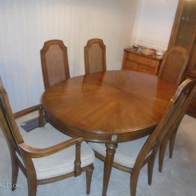 Cherry Dinette Set with Pads and Leaves (6 Chairs)